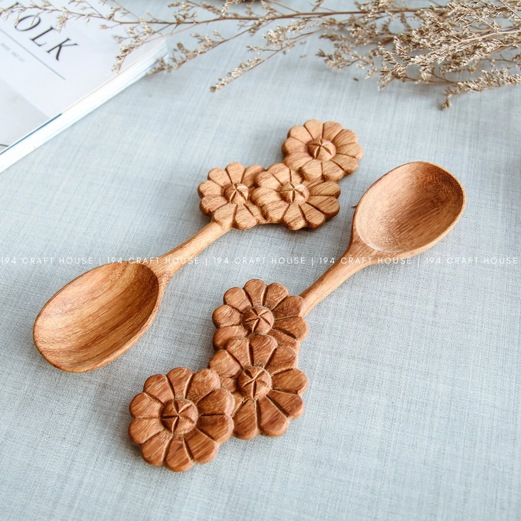 Three Flower Wooden Spoon