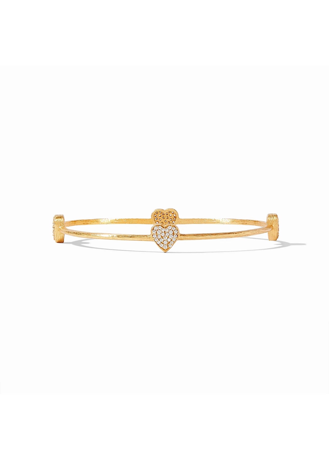 Heart Pavé Gold Bangle White Cubic Zirconia