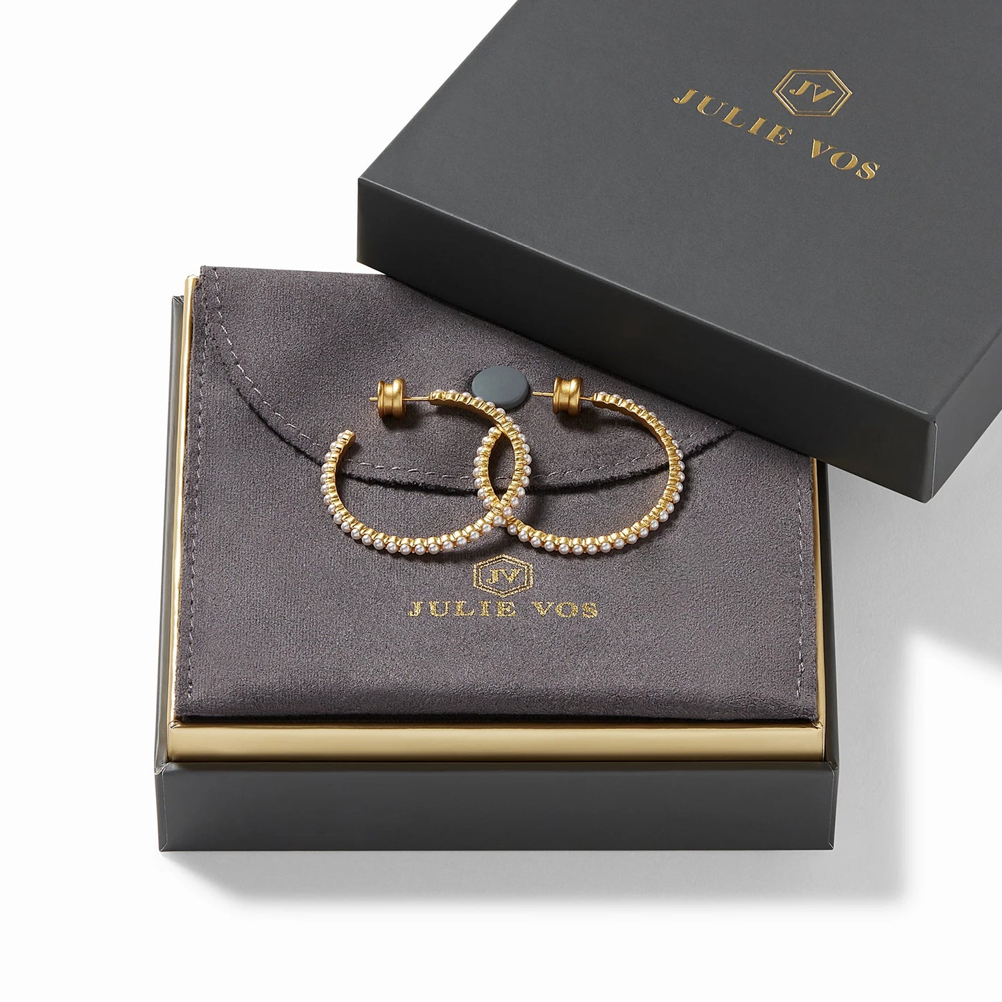 Juliet Gold Small Hoop - Pearl