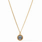 Fleur-de-Lis Solitaire Gold Reversible Necklace - Iridescent Slate Blue