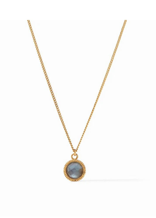 Fleur-de-Lis Solitaire Gold Reversible Necklace - Iridescent Slate Blue