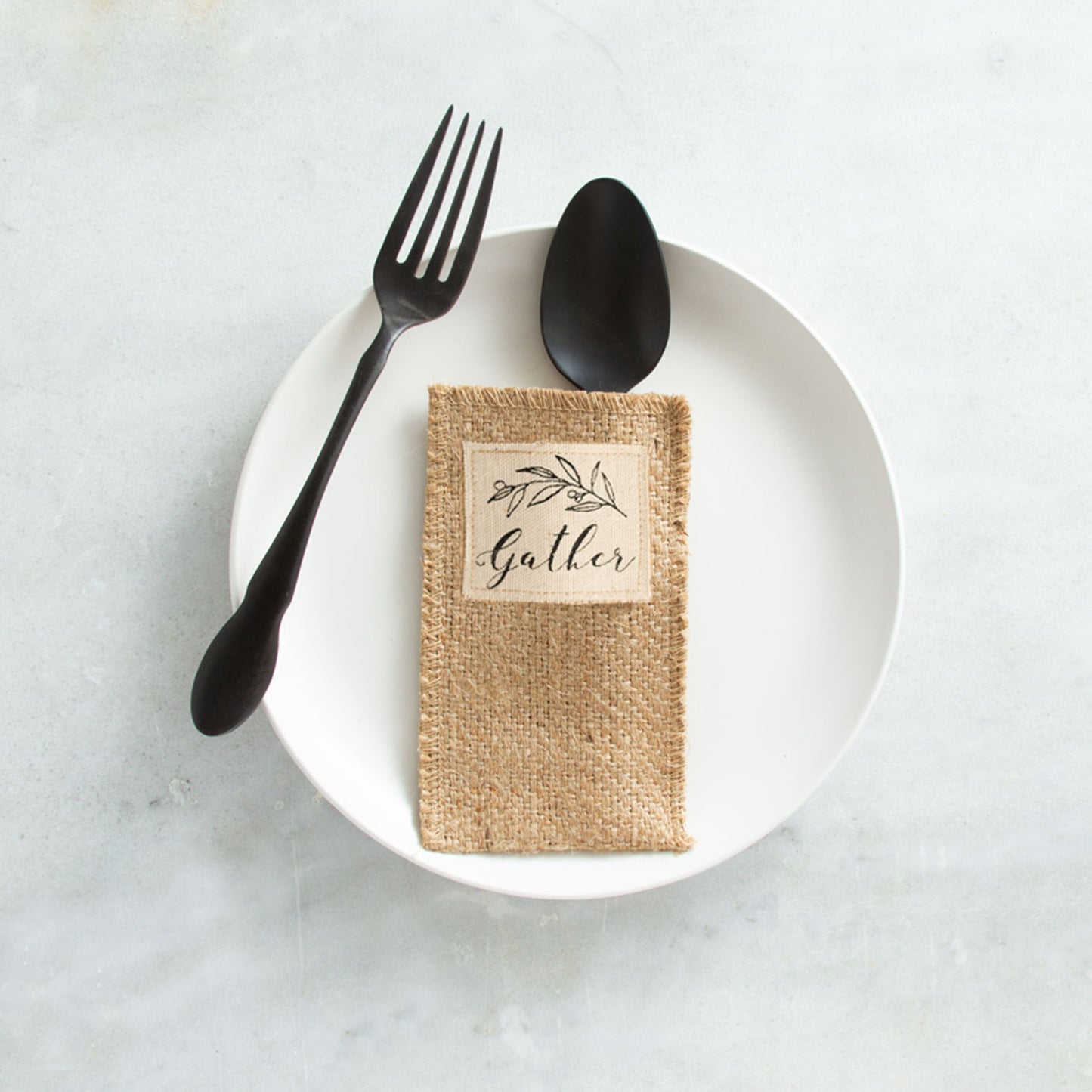 Gather Black & Cream Silverware Pouch - Set of 8
