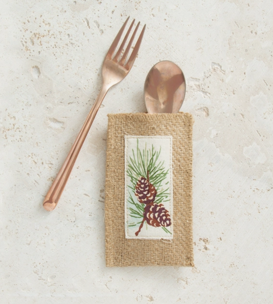 Pine Cone Patch Silverware Pouch