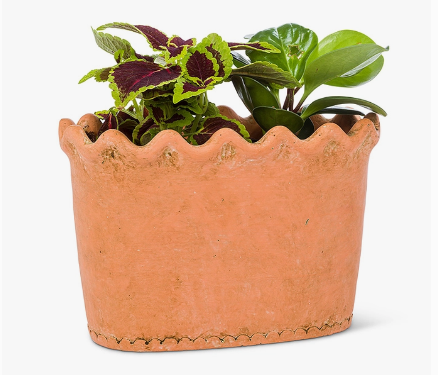 Tall Ruffled Oval Planter