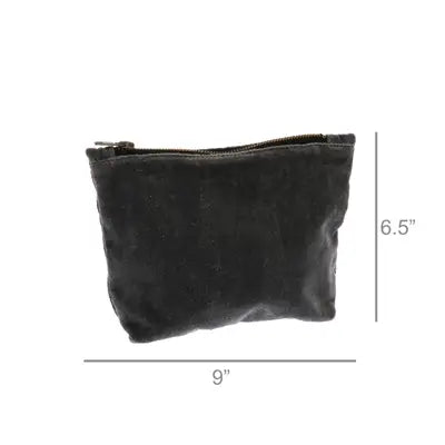 Velvet Zipper Pouch - Dark Grey
