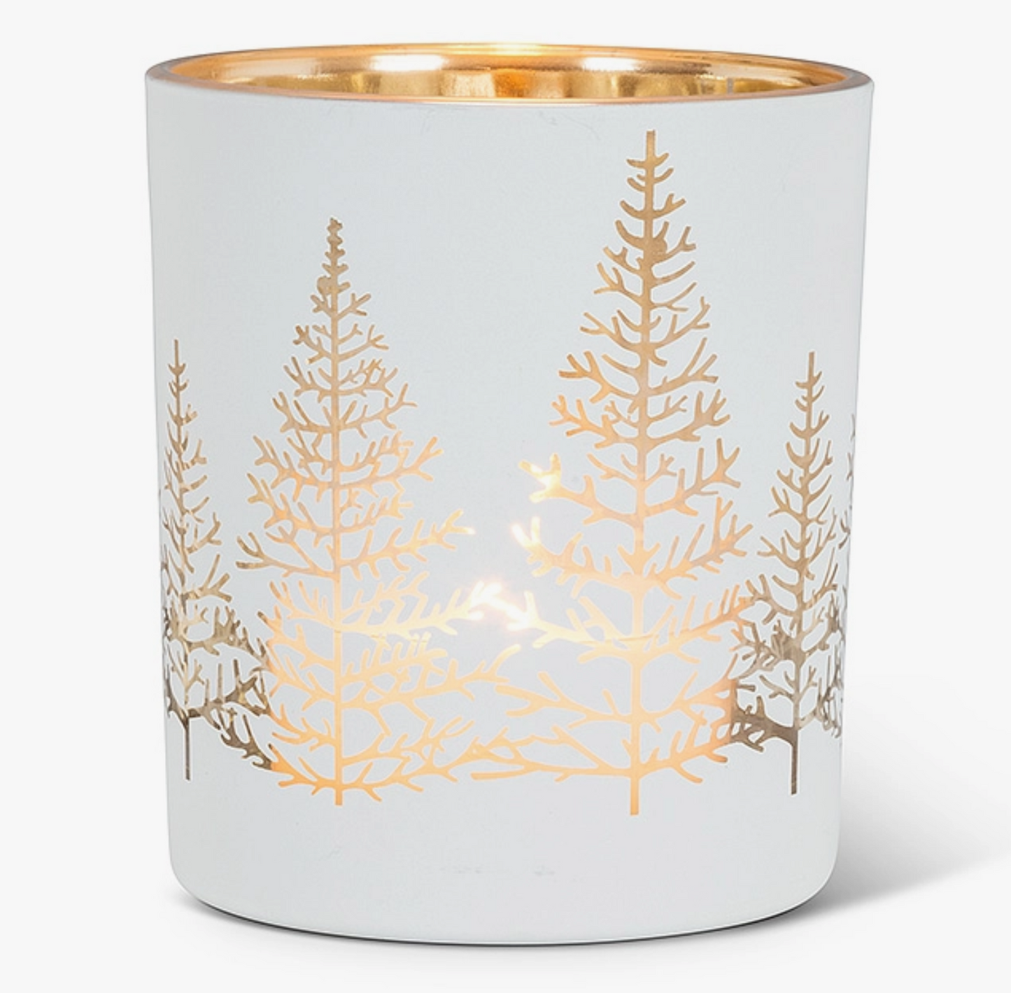Sm Wht/Gold Tree Tealight - 3"H