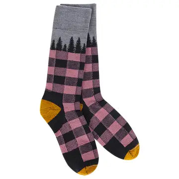 Navy tree plaid Sock