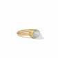 Jewel Stack Gold Ring Iridescent Chalcedony Blue - Size 9