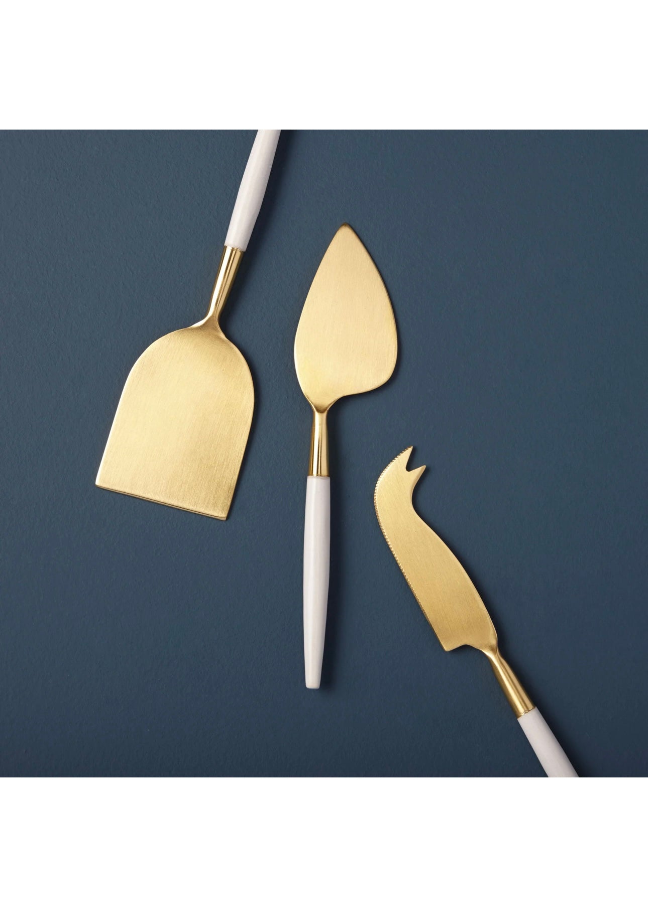 White & Gold Cheese Knife Set of 3