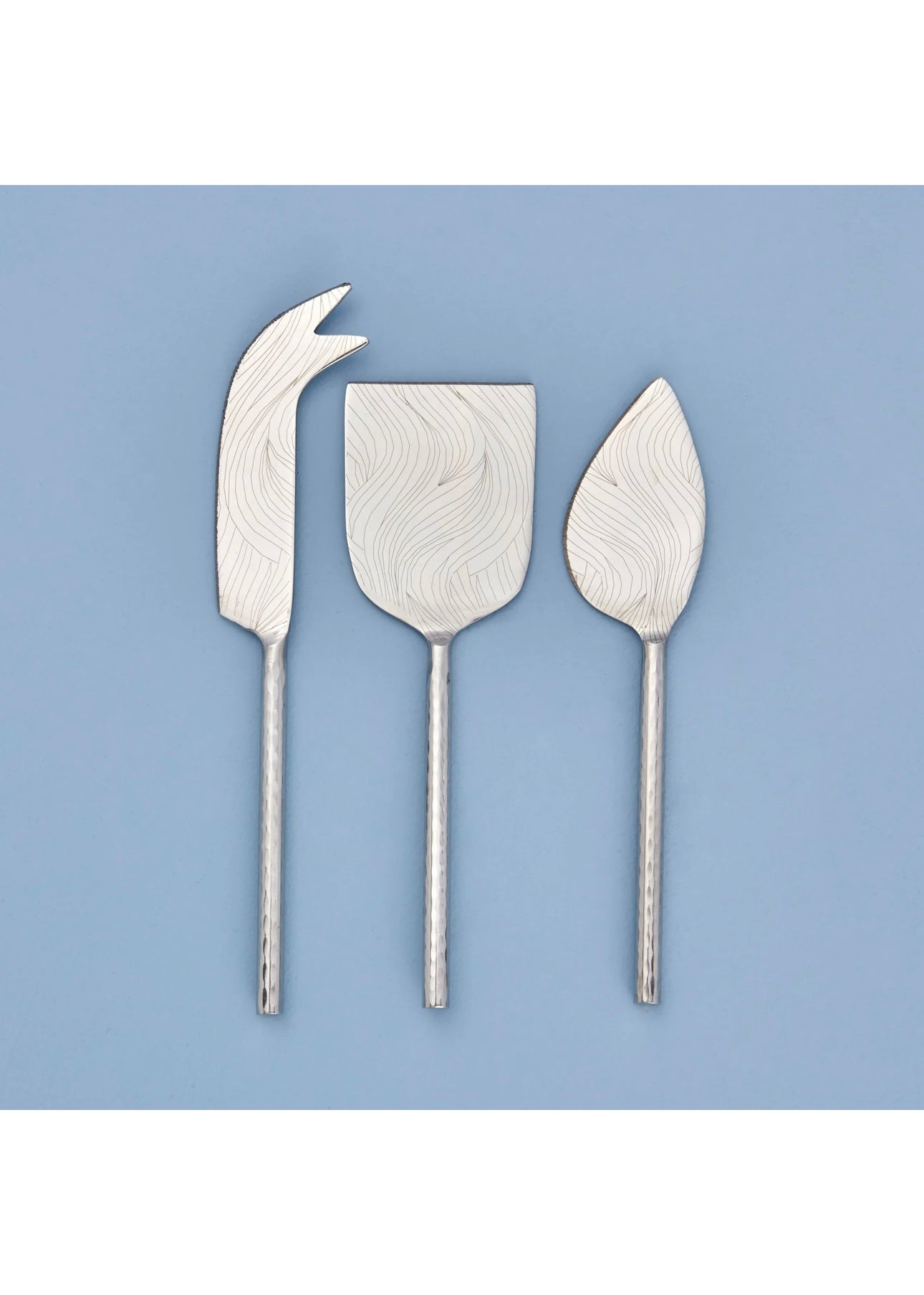 Etched & Hammered Cheese Set, Stainless