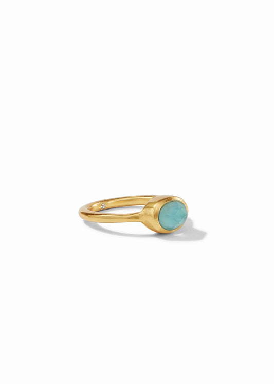 Jewel Stack Gold Ring Iridescent Bahamian Blue - Size 9