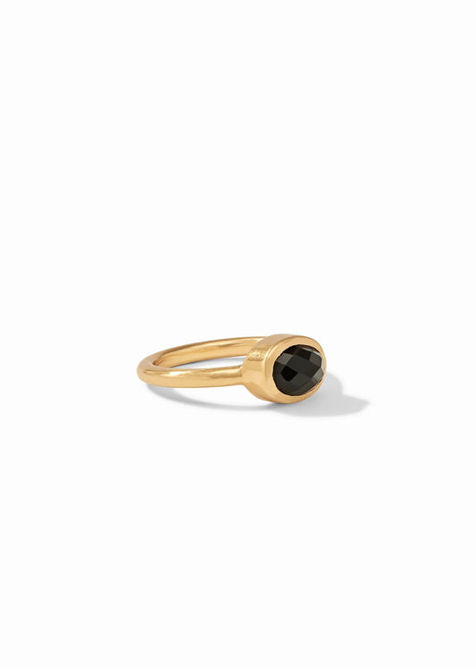 Jewel Stack Gold Ring Obsidian Black - Size 7