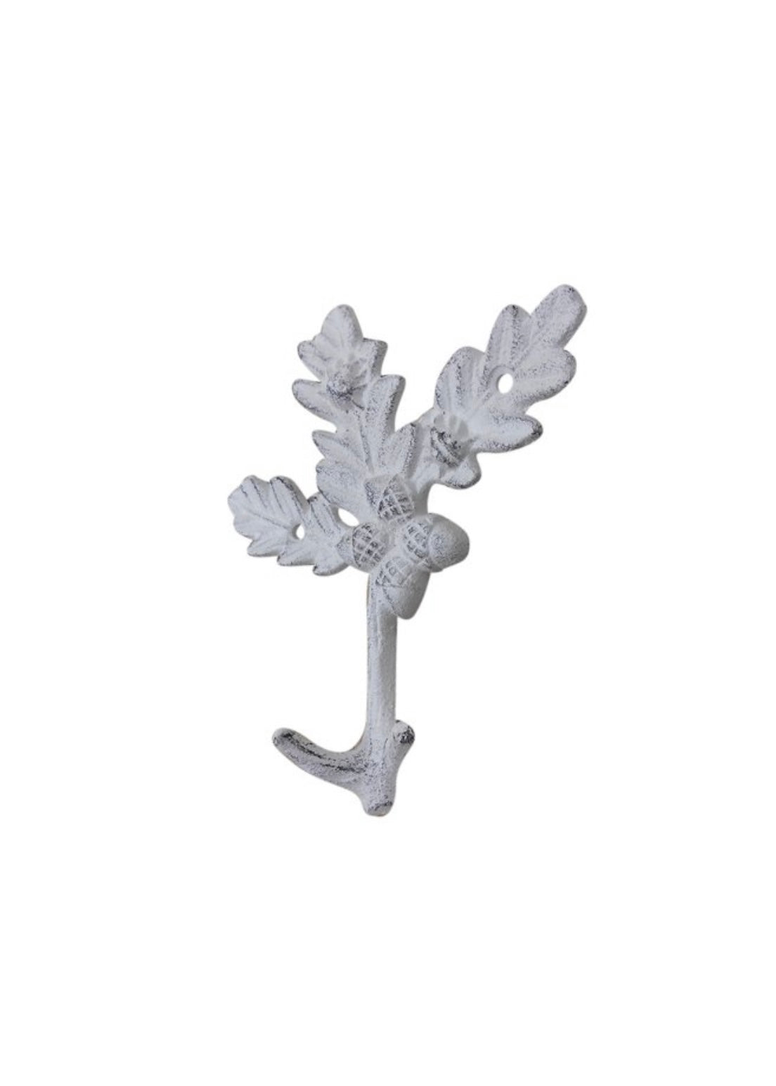 Whitewashed Oak Tree Leaves w/ Acorns Tree Branch Hook