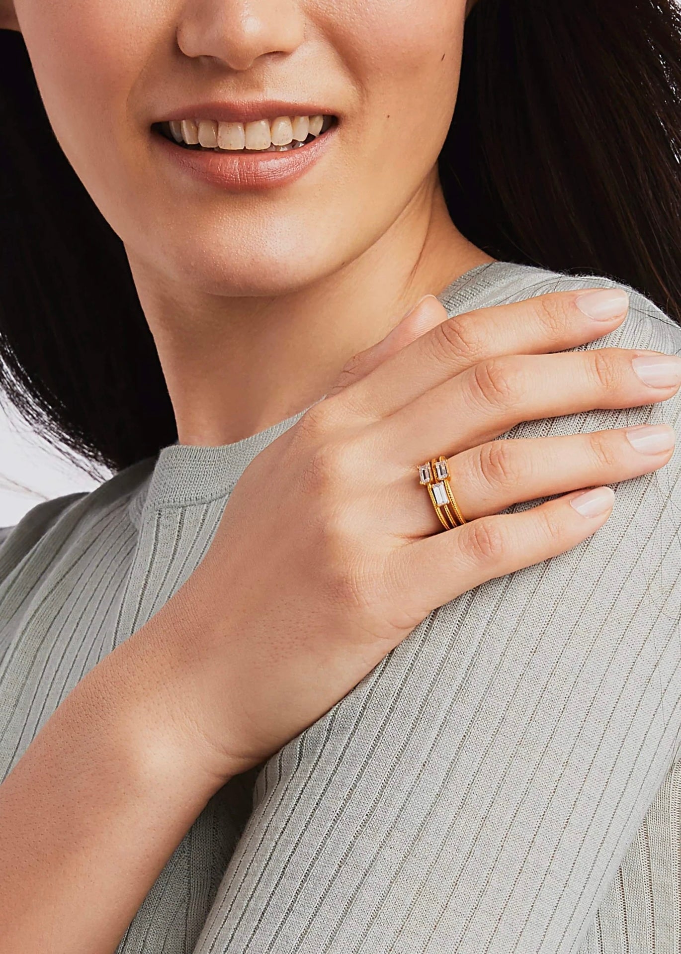 Windsor Trio Gold Ring Cubic Zirconia