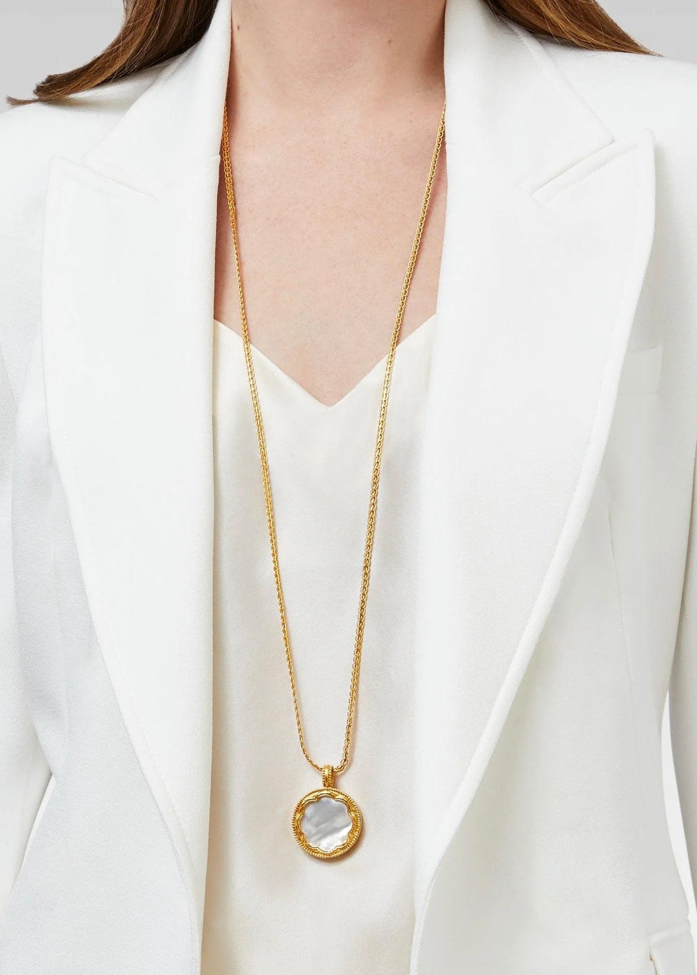 Trieste Coin Statement Gold Pendant - Mother of Pearl