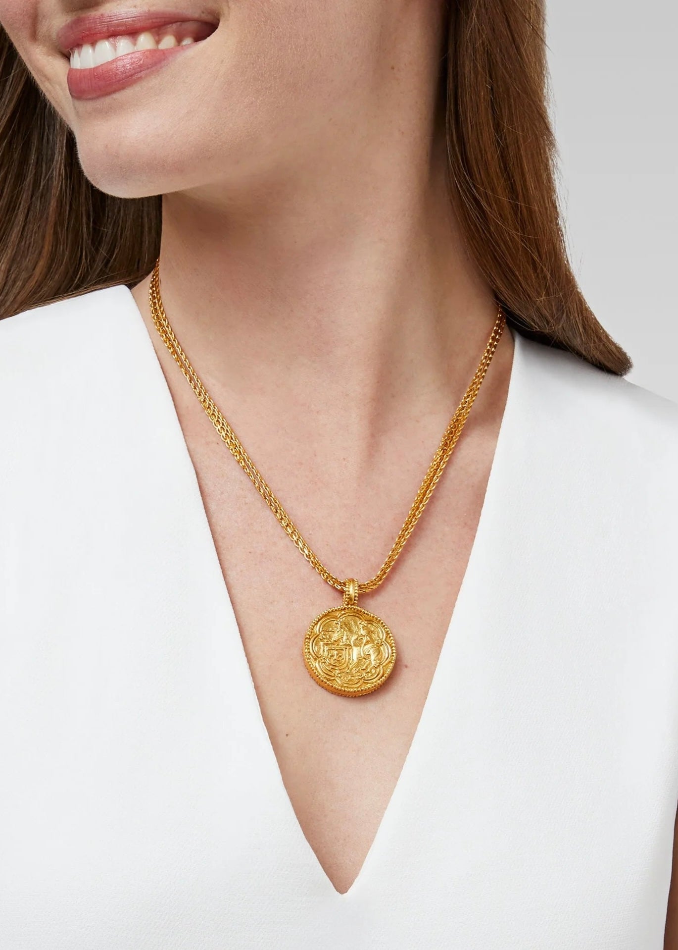 Trieste Coin Statement Gold Pendant - Mother of Pearl