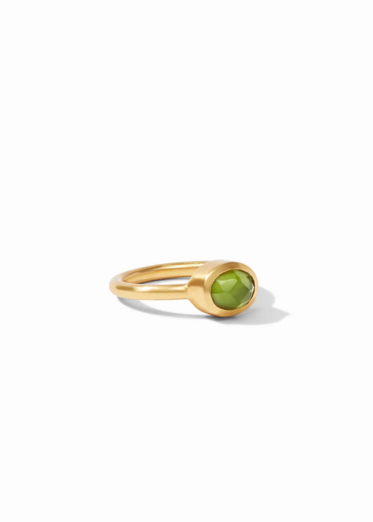 Jewel Stack Gold Ring Iridescent Jade Green - Size 8