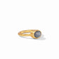 Jewel Stack Gold Ring Iridescent Charcoal Blue - Size 7