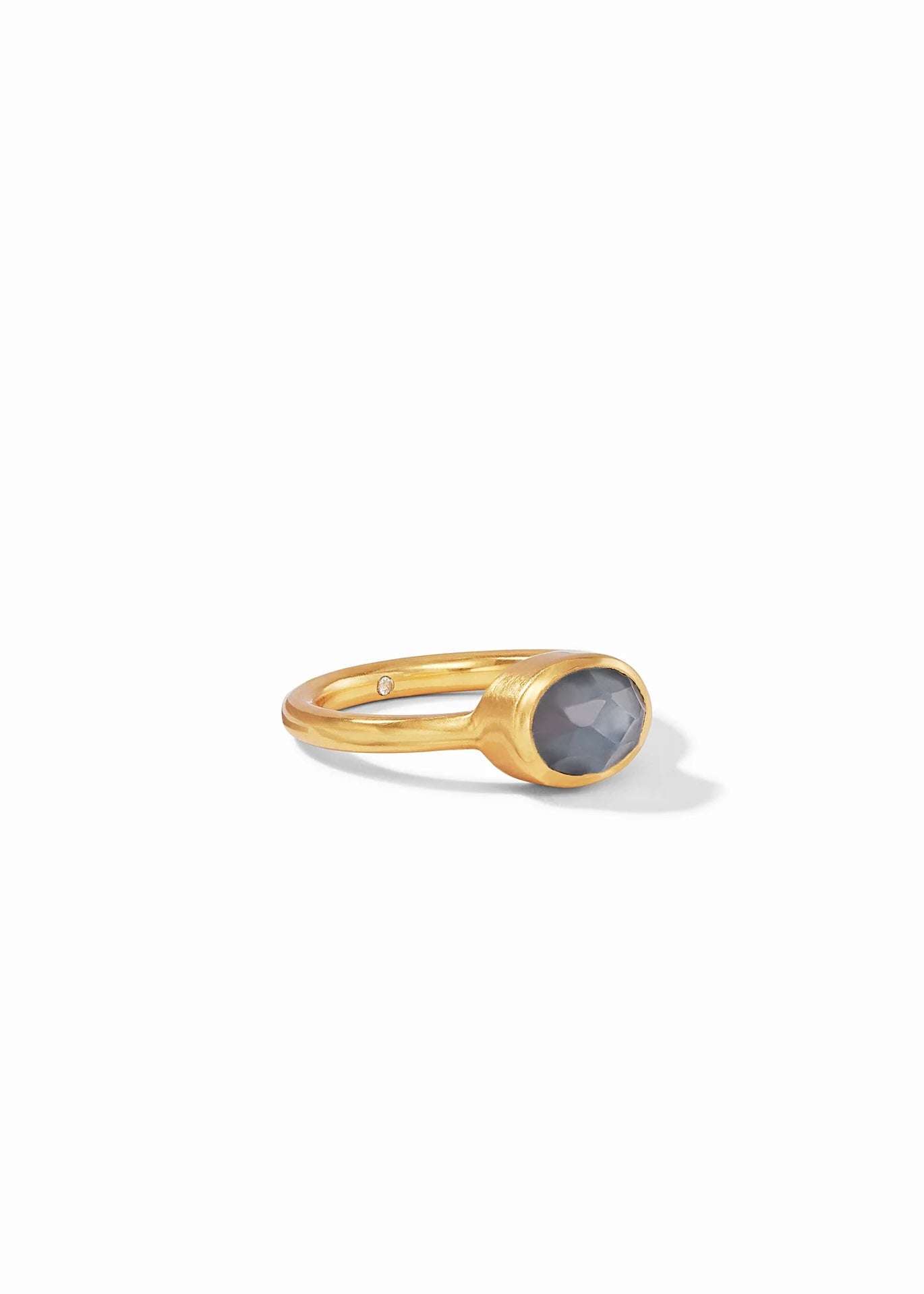Jewel Stack Gold Ring Iridescent Charcoal Blue - Size 7