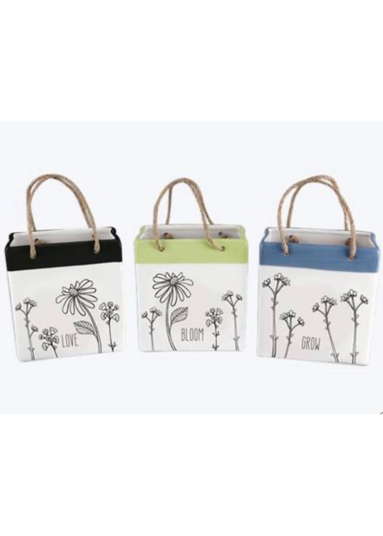 Ceramic Planters w/ Line Art