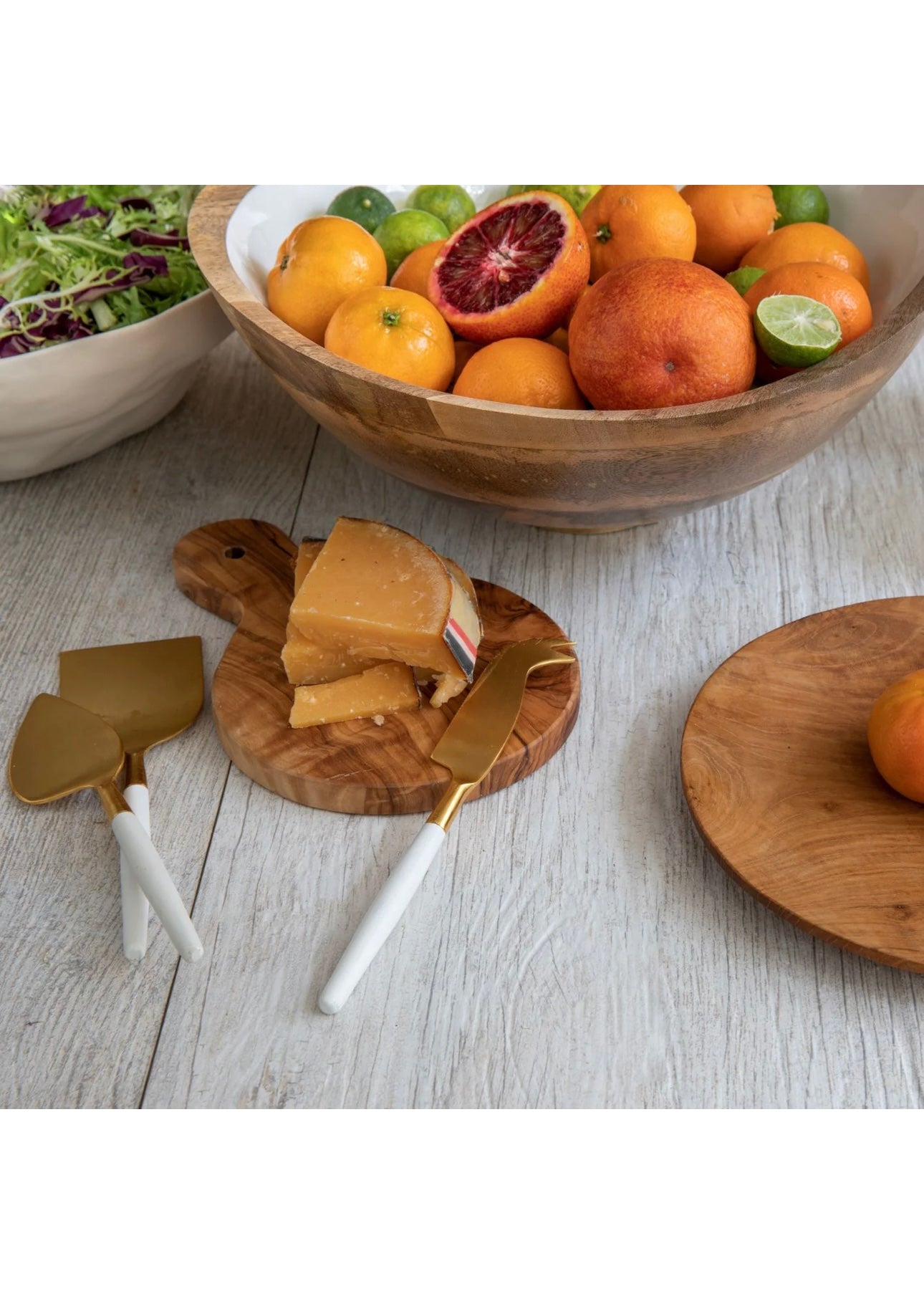 White & Gold Cheese Knife Set of 3