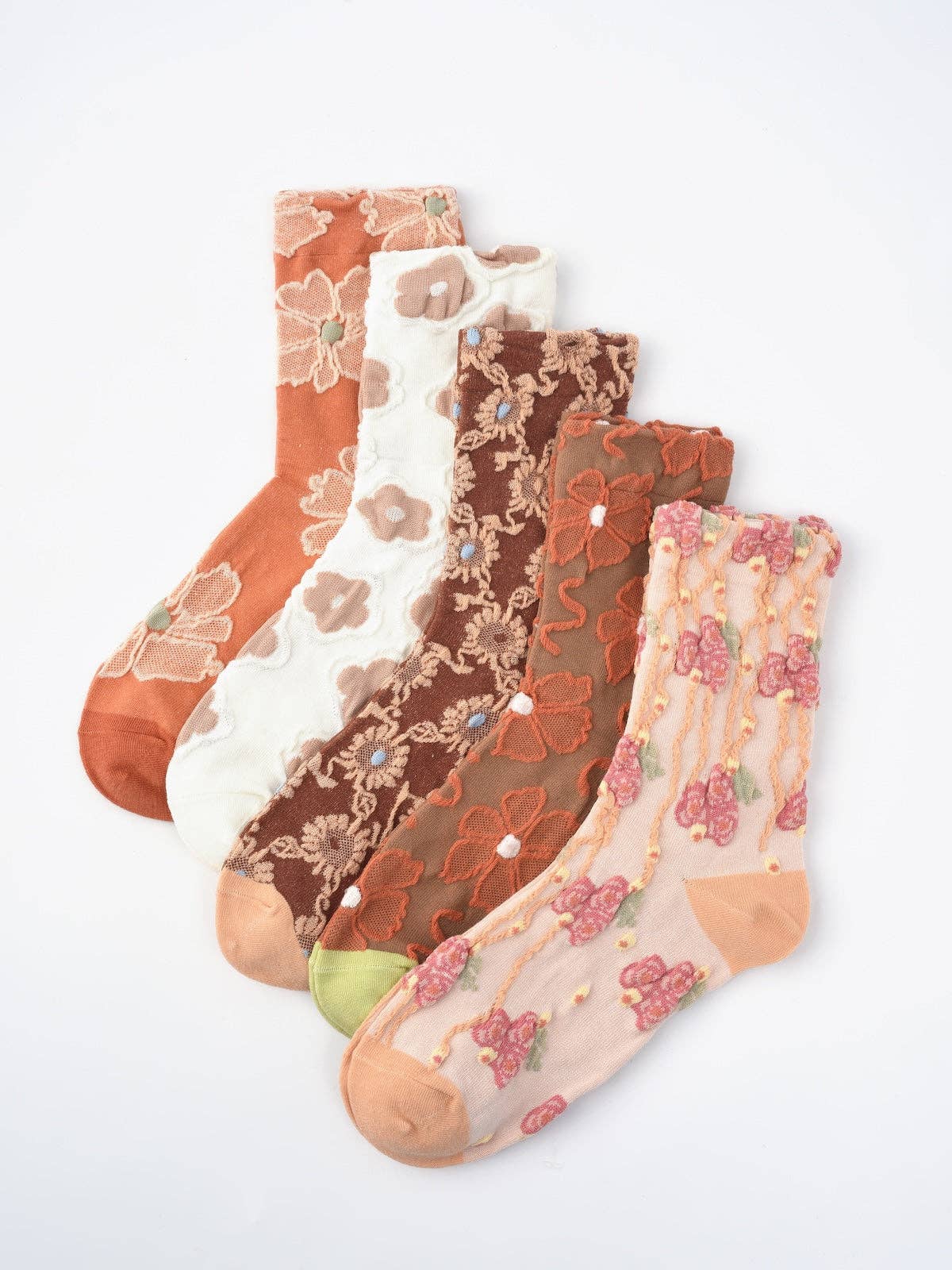 Rufia - Orange Embossed Women's Socks: 1 / One Size