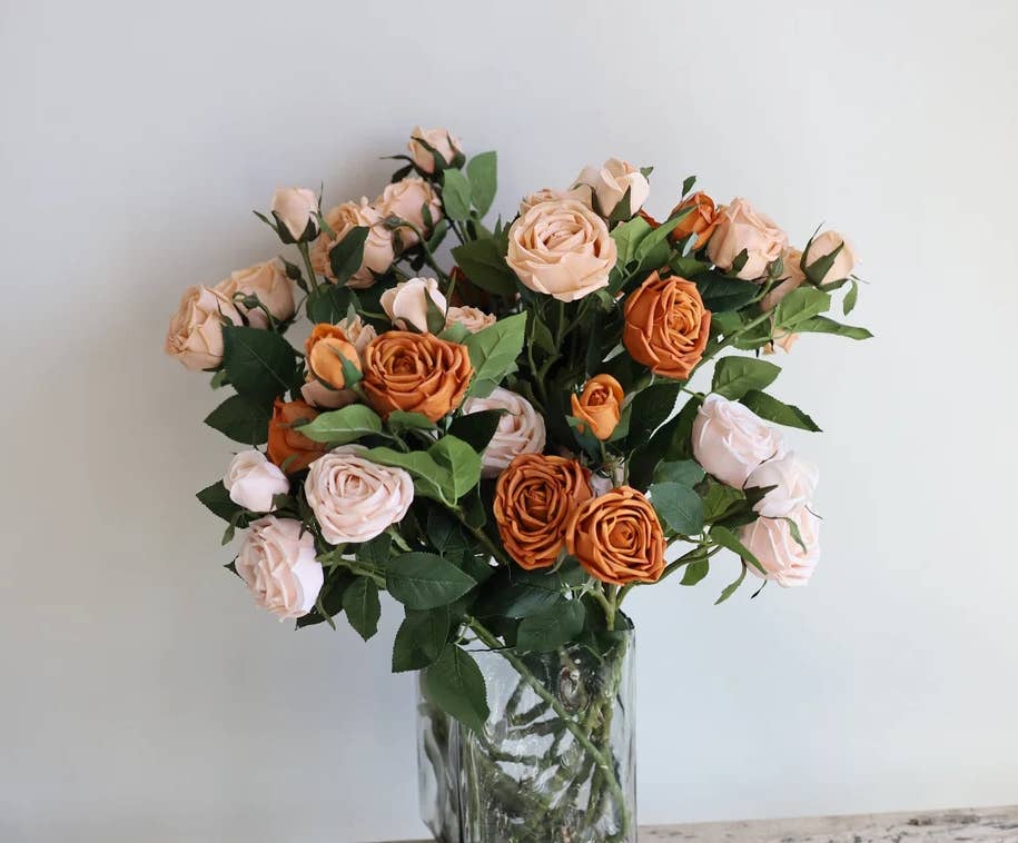 28.75"Real Touch Cabbage Rose: Pale Blush