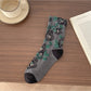 Rufia - Vintage Bloom Embroidered Crew Socks: Navy