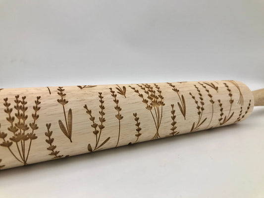 Lavender Flowers Embossed Rolling Pin- Baking & Pottery