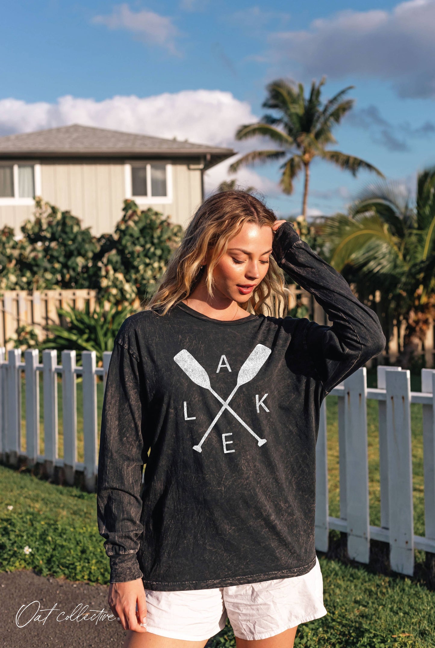LAKE Mineral Washed Long Sleeve Graphic  : CREAM / S