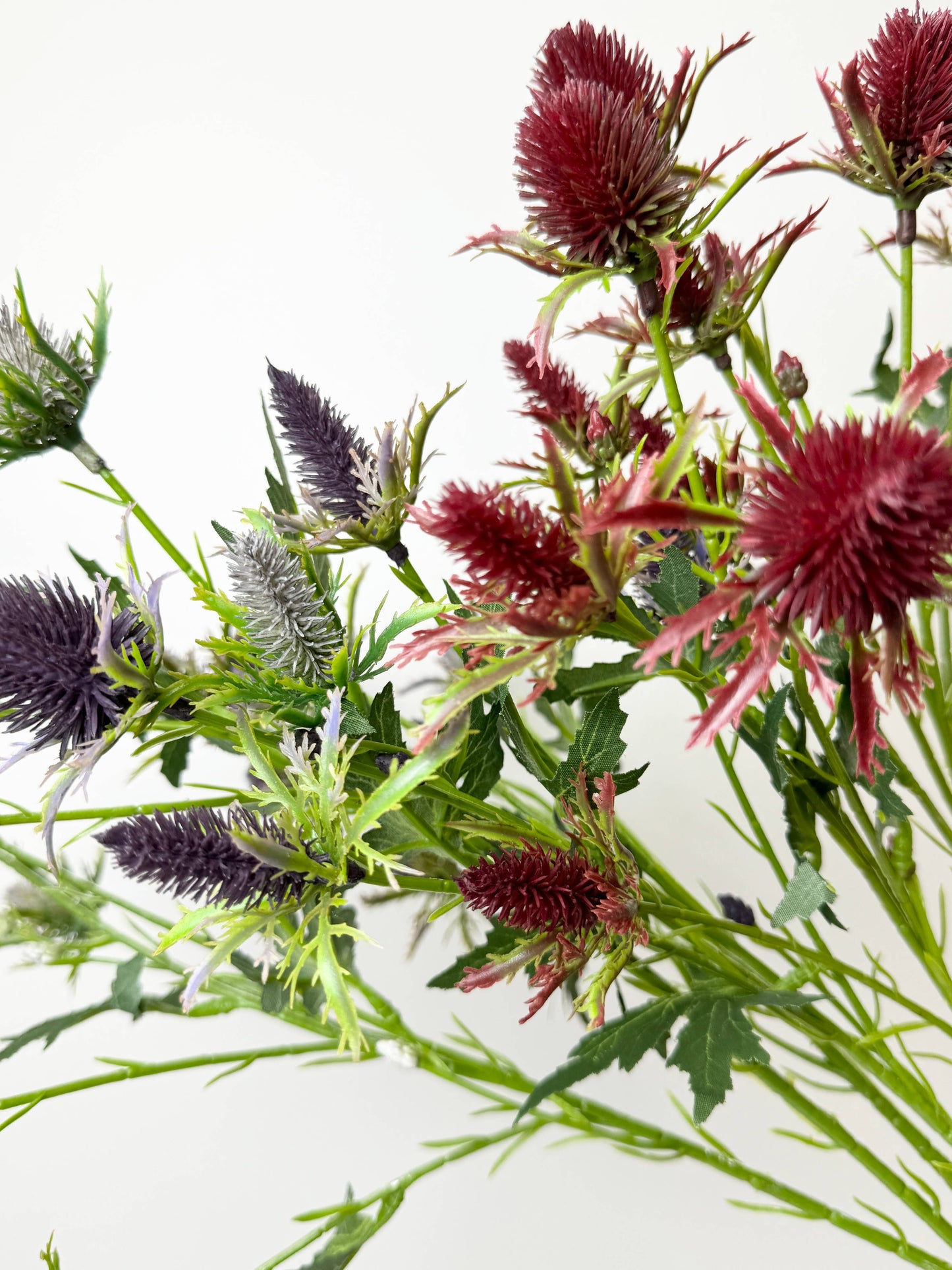26" Artificial Thistle Eryngium Sea Holly-10Flowers : Deep Plum