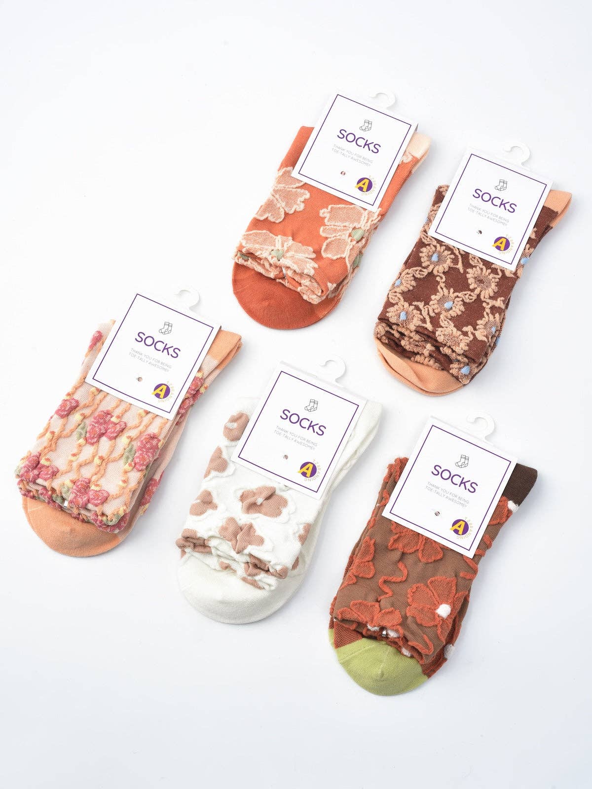 Rufia - Orange Embossed Women's Socks: 1 / One Size