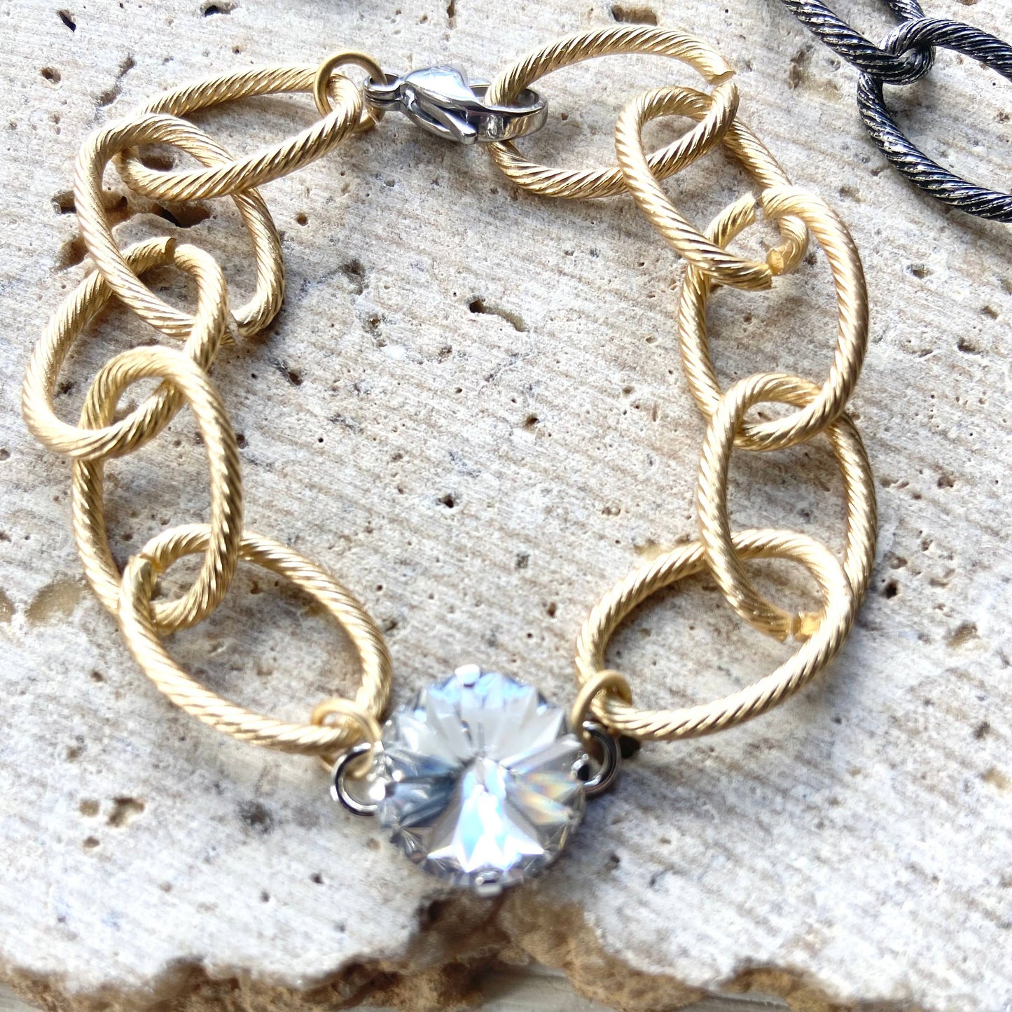 Chunky bracelet Swarovski crystal gift boutique: Gunmetal