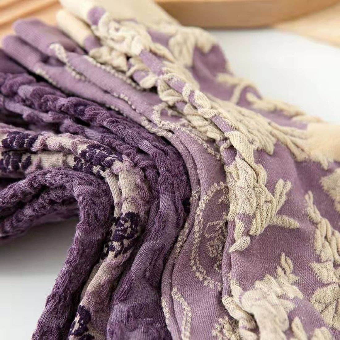 Rufia - Purple Embossed Women's Socks: 2 / One Size