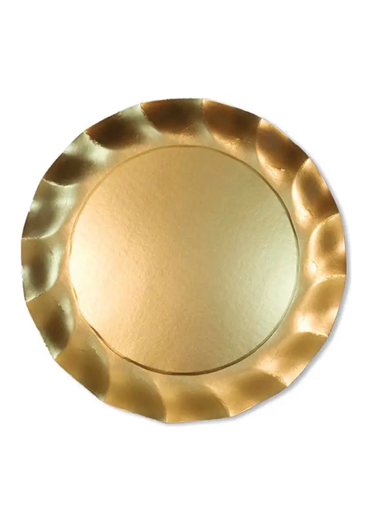 Satin Gold Wavy Paper Dinner Plate/8pk
