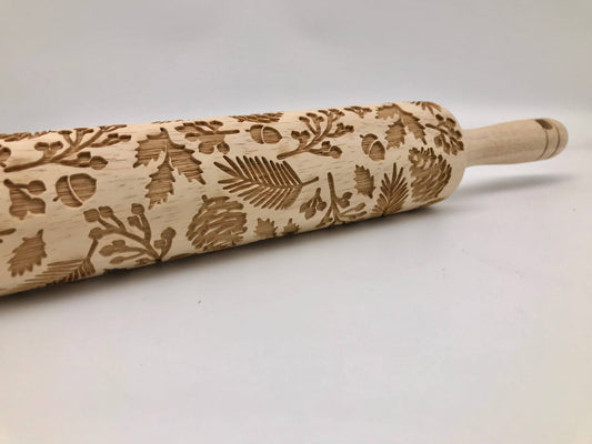 Twigs And Berries Embossed Rolling Pin Pottery Baking
