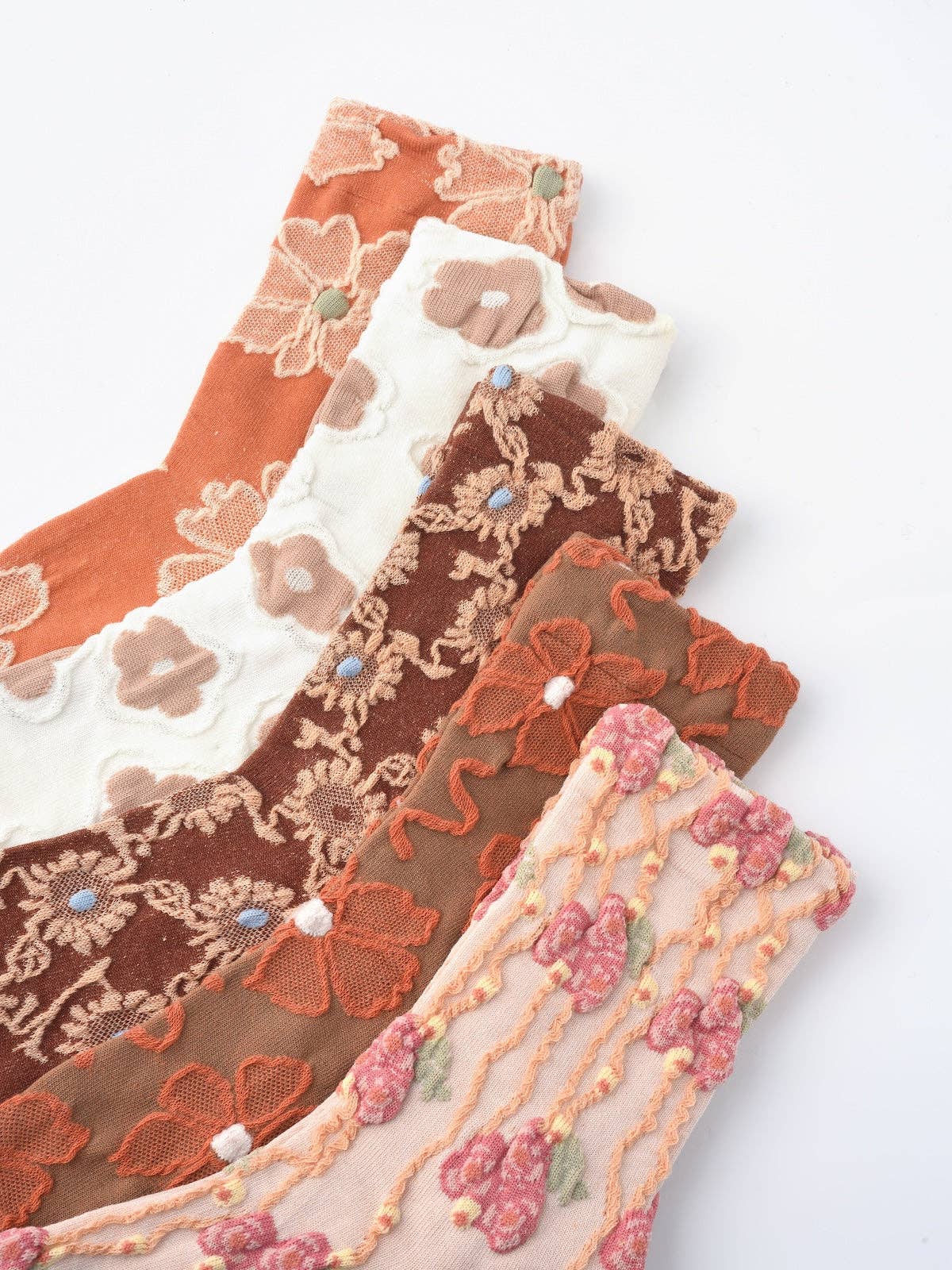 Rufia - Orange Embossed Women's Socks: 1 / One Size