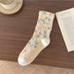 Rufia - Vintage Bloom Embroidered Crew Socks: Navy