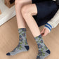 Rufia - Vintage Bloom Embroidered Crew Socks: Navy