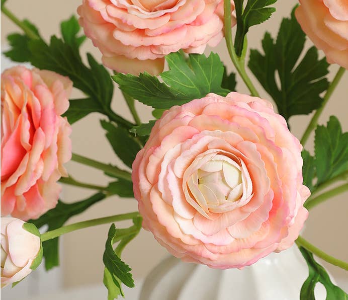 18" Real Touch Ranunculus: Coral