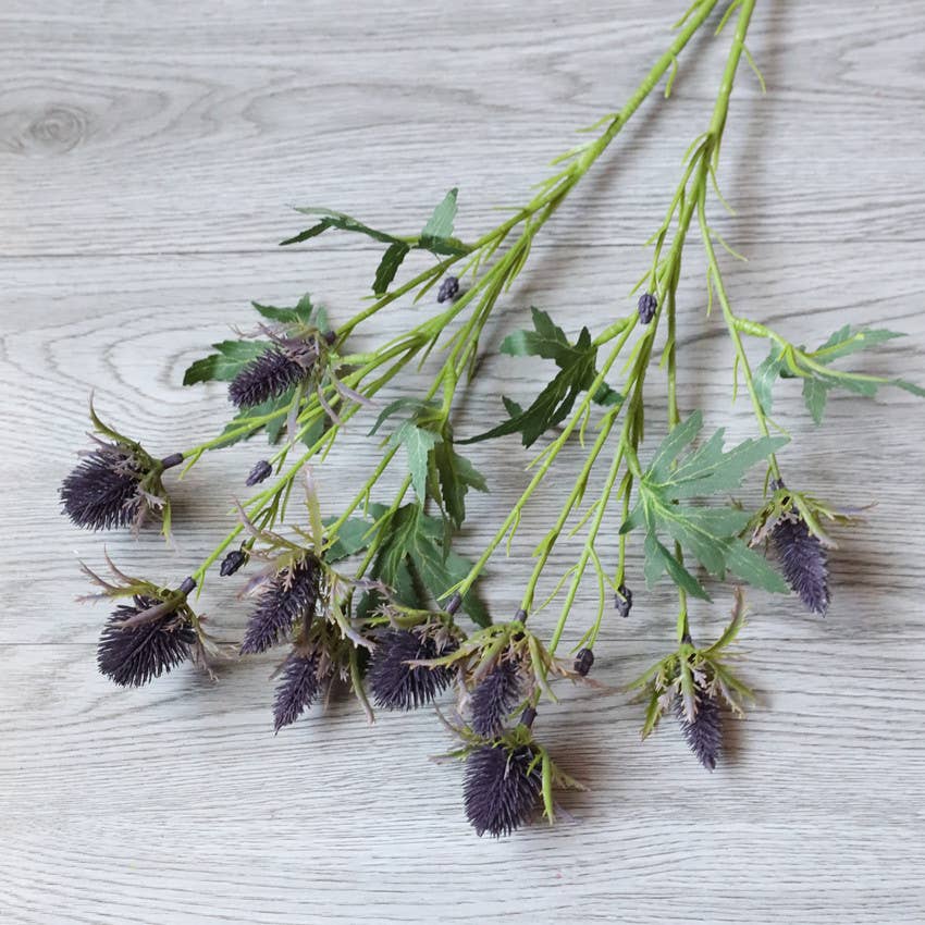 26" Artificial Thistle Eryngium Sea Holly-10Flowers : Rustic Grey
