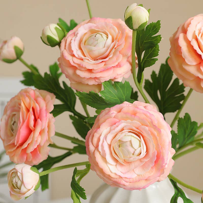 18" Real Touch Ranunculus: Coral