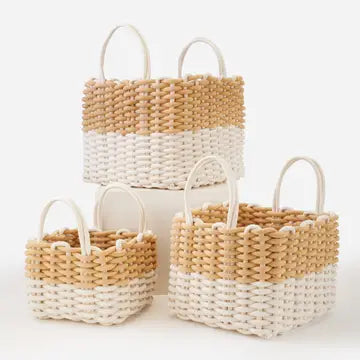 Two-Tone Woven Storage Basket