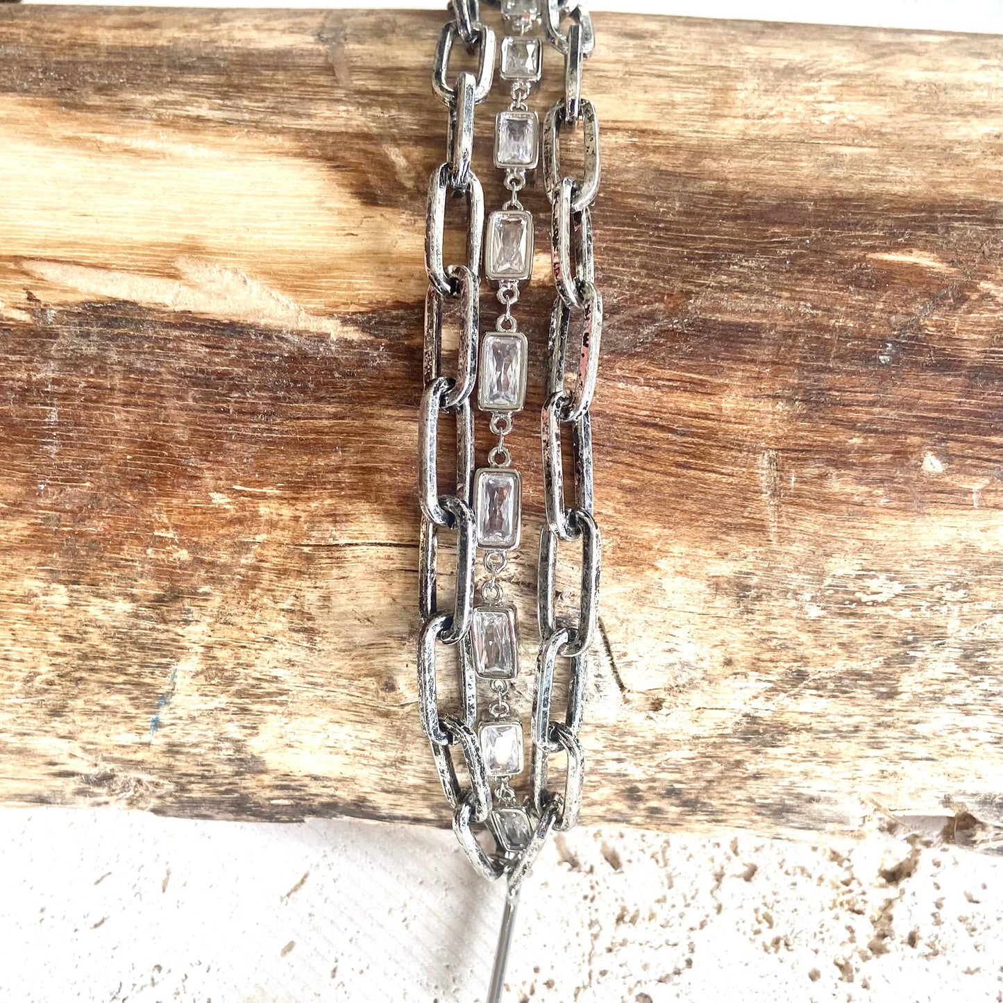 Triple layered burnished silver bracelet