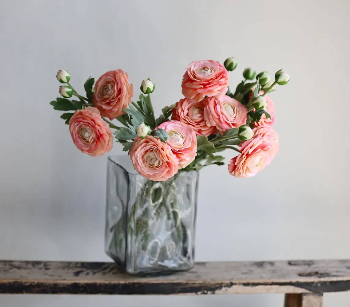 18" Real Touch Ranunculus: Coral