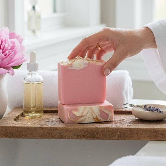 Pink Peony Shea Butter Soap - Romantic Floral Luxury Bar