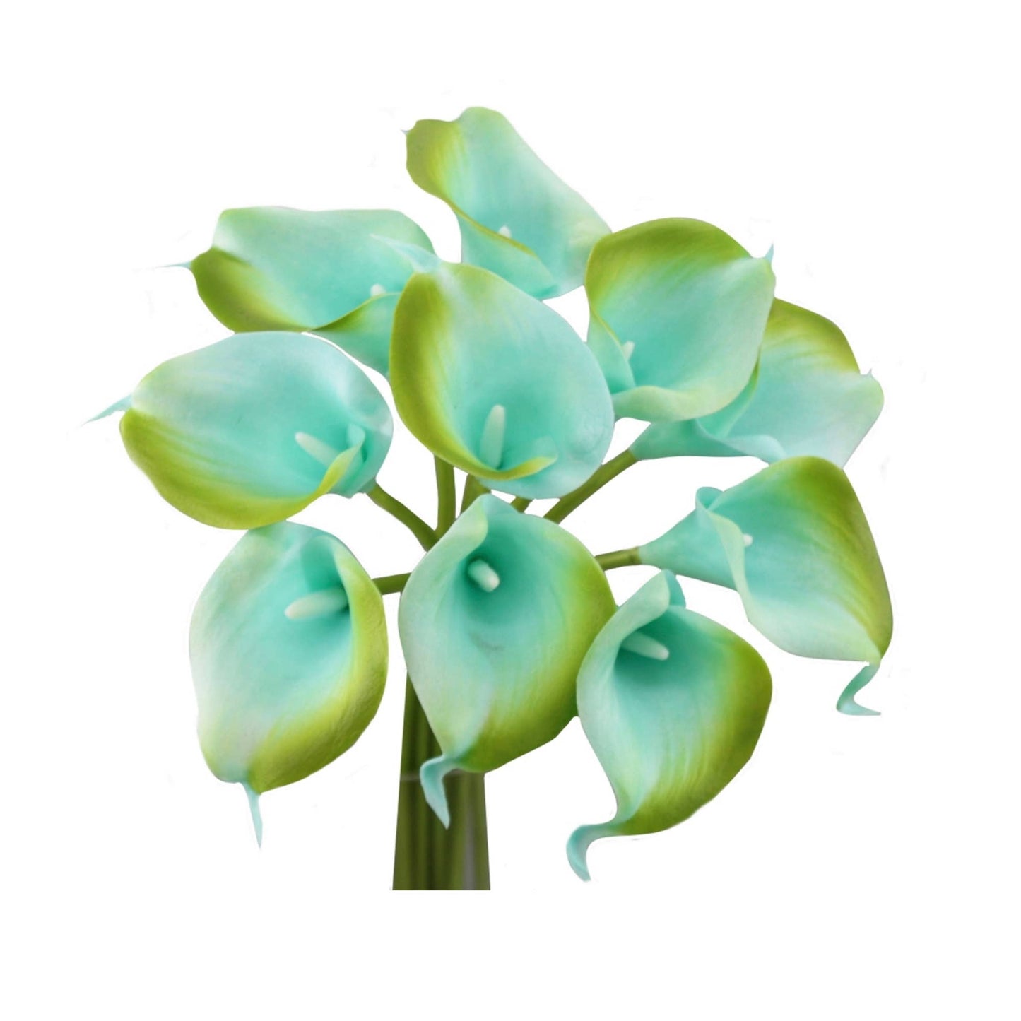 Pack of 10-real touch calla lily green color palette: Picasso Clover Green