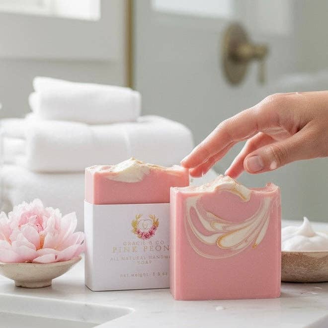Pink Peony Shea Butter Soap - Romantic Floral Luxury Bar