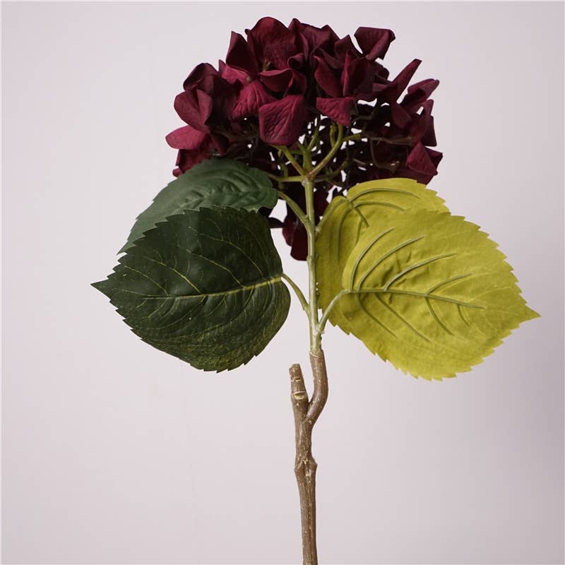 24"Lux Designer-Grade Ultra-Realistic Hydrangea–(7"Bloom): Elegant Brown