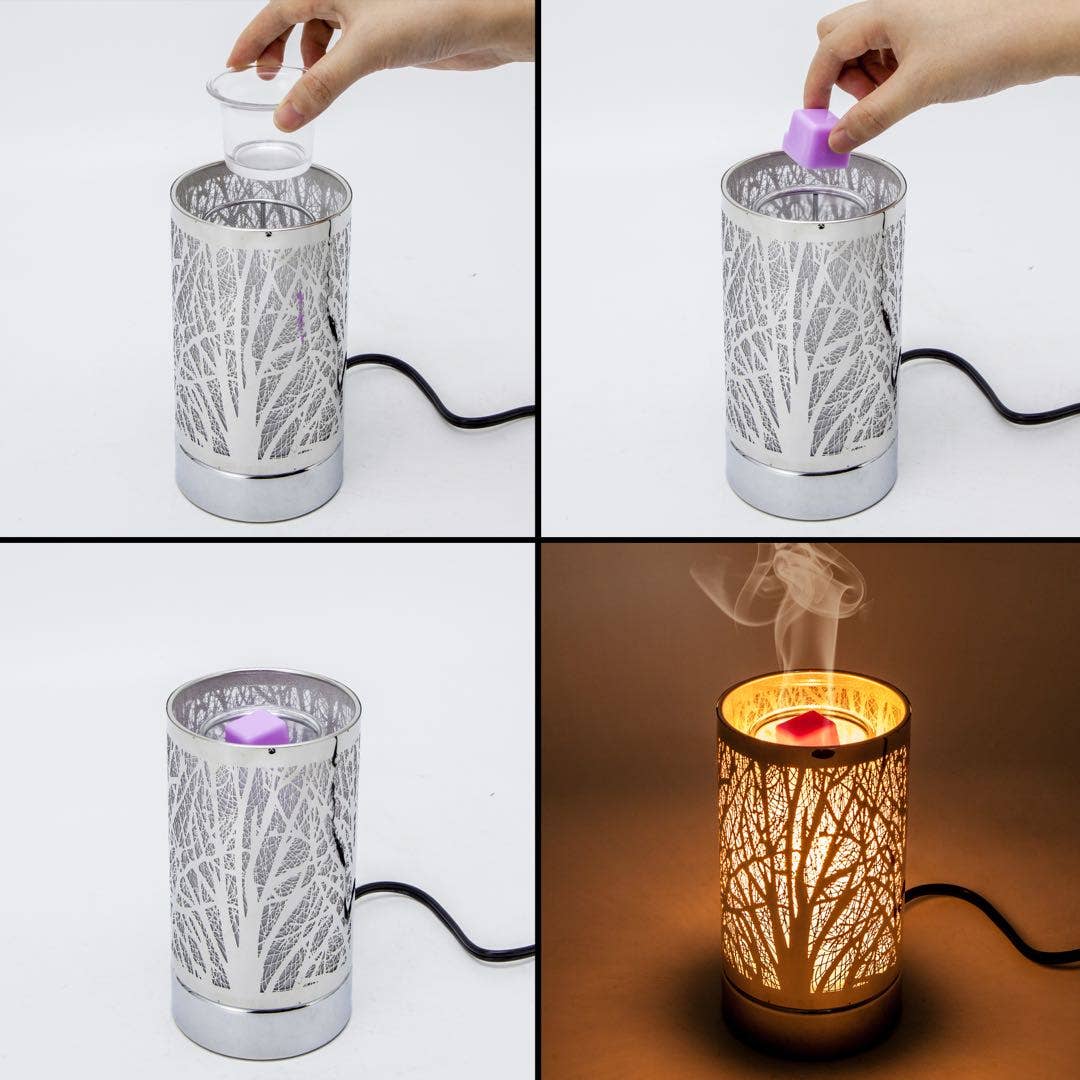 7" Touch Lamp - Wax Warmer- Oil Burner - Silver Dragonfly